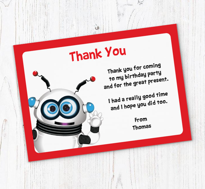 waving robot thank you cards