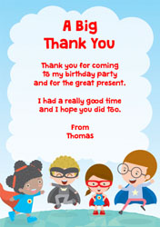 superhero children thank you cards