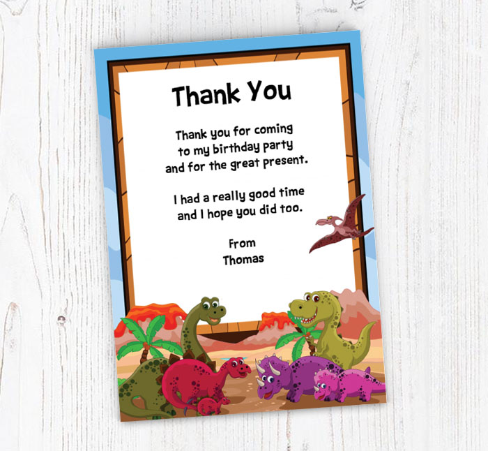 happy dinosaurs thank you cards