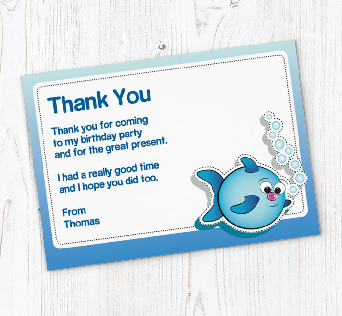 fish blowing bubbles thank you cards