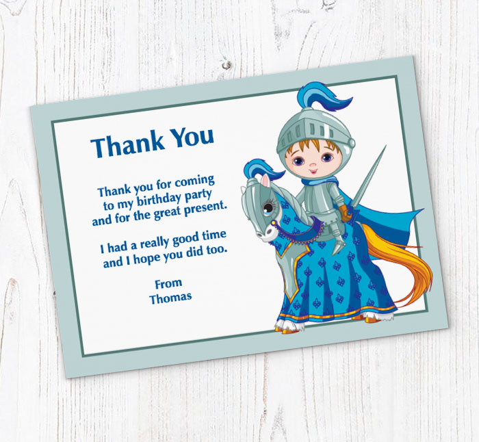 knight on horse thank you cards
