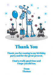 blue giraffe thank you cards