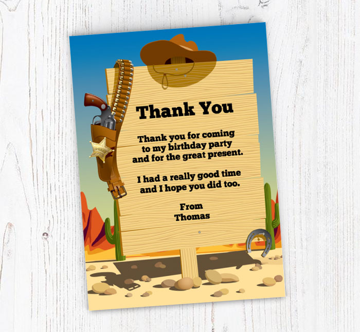 wild west sign thank you cards