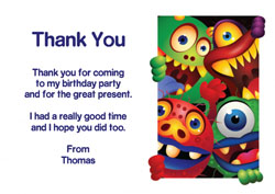 monsters peering thank you cards