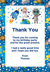 space man and alien thank you cards