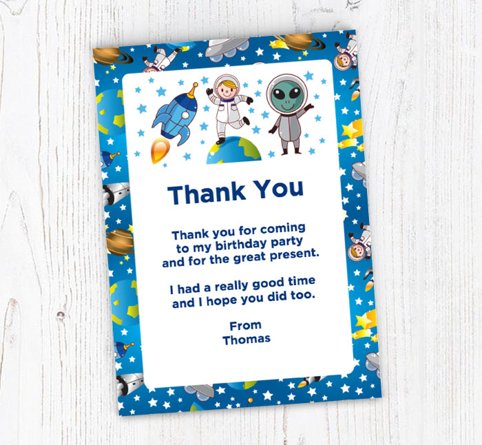 space man and alien thank you cards
