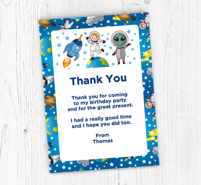 space man and alien thank you cards