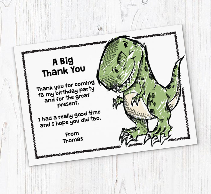tyrannosaurus sketch thank you cards