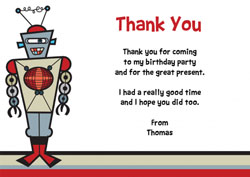 robot on stripes thank you cards