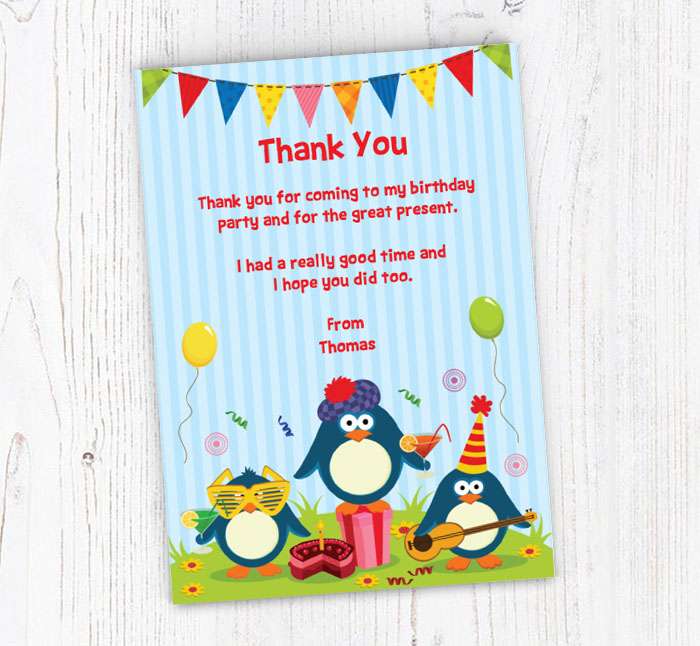 party penguins thank you cards