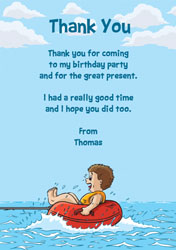 boy water tubing thank you cards