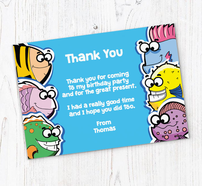 cartoon fish thank you cards