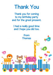 zoo train thank you cards