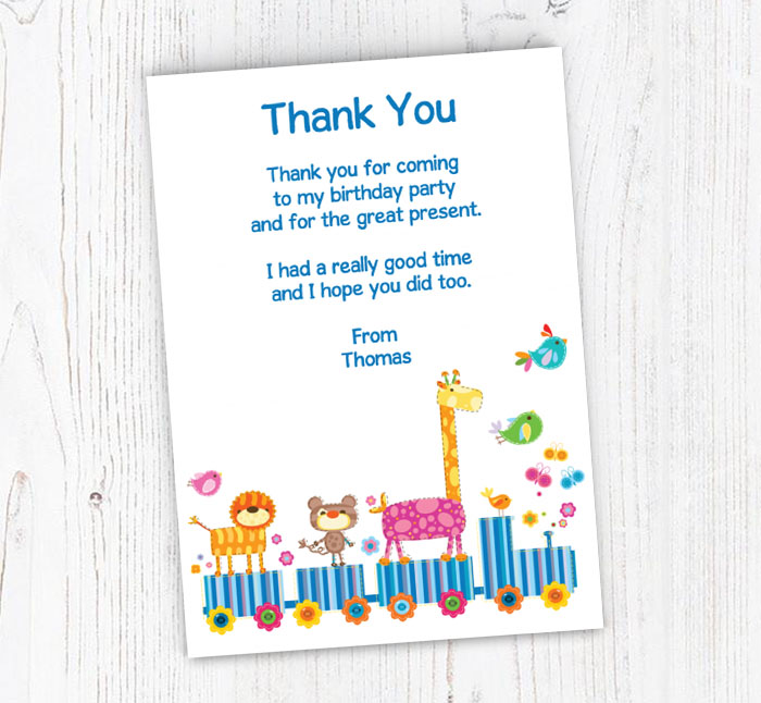 zoo train thank you cards