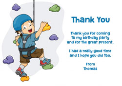 boy on climbing wall thank you cards