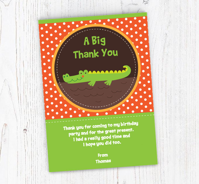 cute crocodile thank you cards