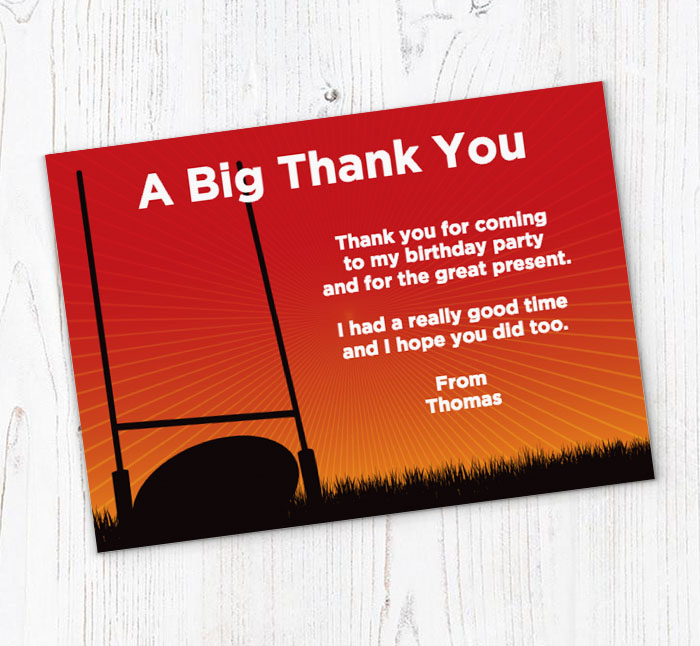 red tag rugby thank you cards