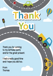 cars on the road thank you cards
