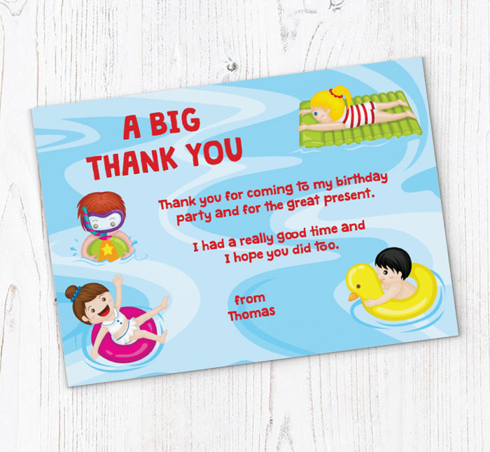 pool fun thank you cards