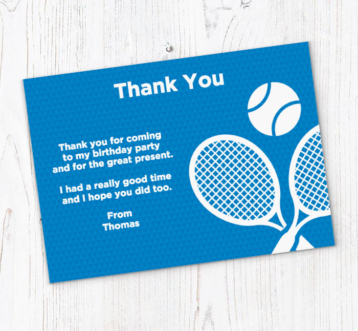 tennis thank you cards