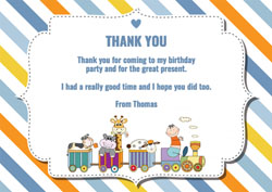 baby animal train thank you cards