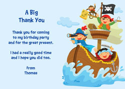 pirates sailing in ship thank you cards