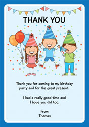 blue kids thank you cards