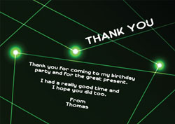 green laser beams thank you cards