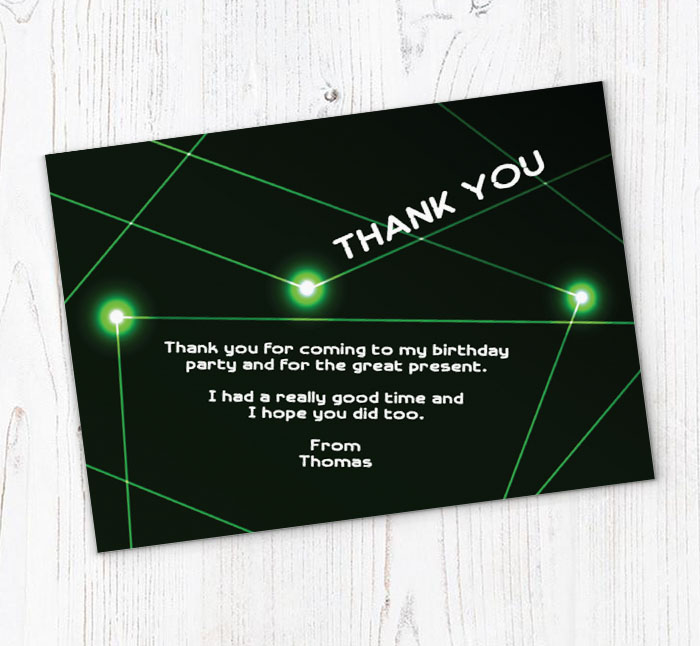 green laser beams thank you cards