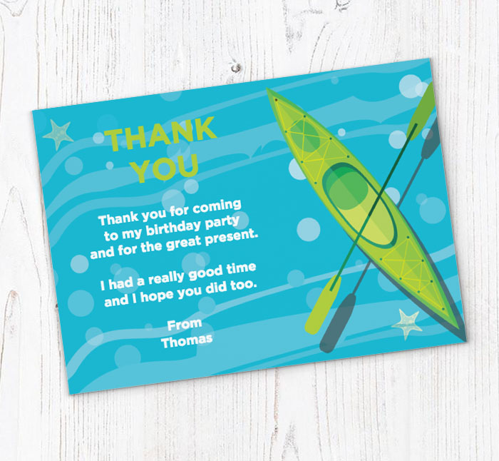 green kayak thank you cards