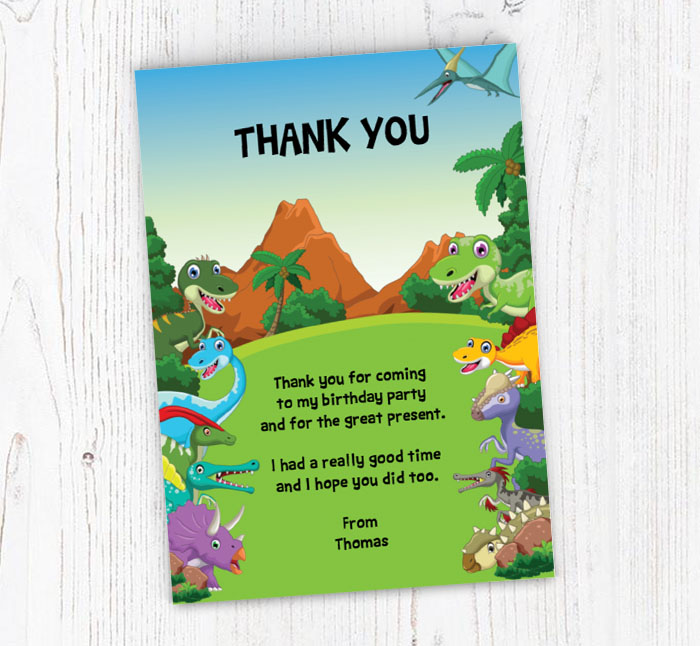 cartoon dinosaurs thank you cards