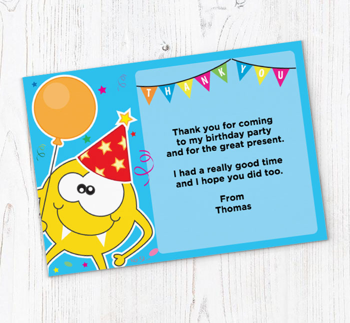 yellow monster thank you cards