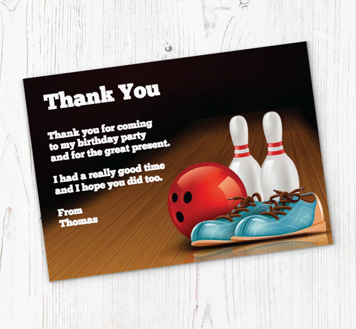 bowling lane thank you cards