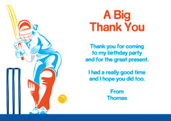 cricketer thank you cards