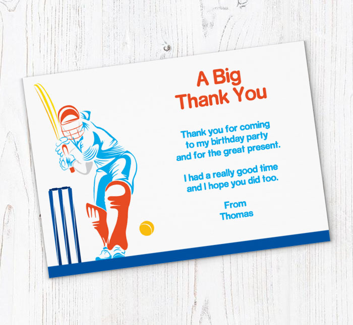 cricketer thank you cards