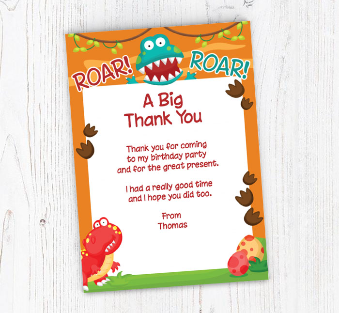 dinosaur banner thank you cards