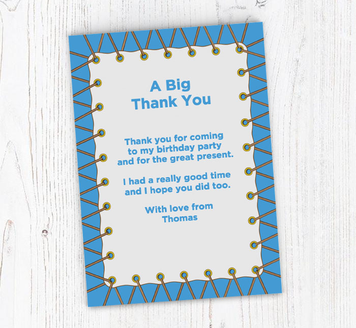 blue trampoline thank you cards