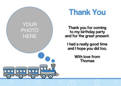 blue train photo thank you cards