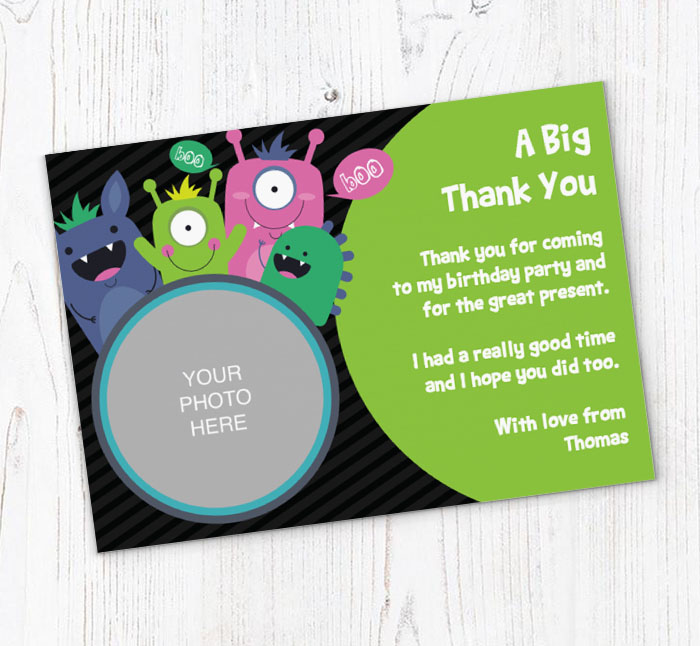 monsters photo thank you cards