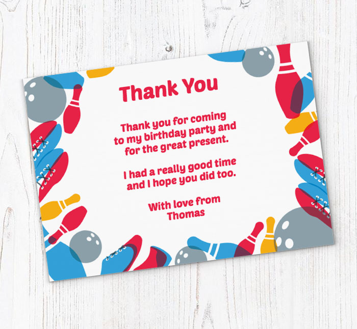 bowling icons thank you cards