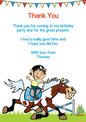 boys horse riding thank you cards