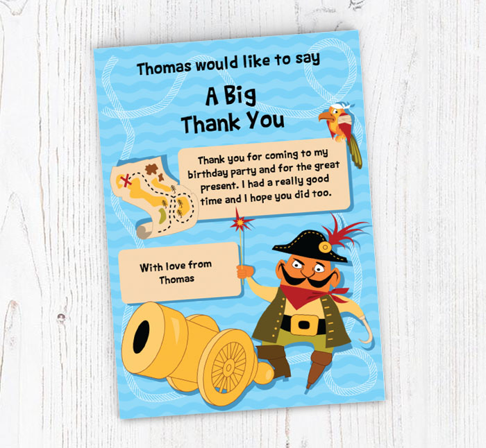 pirate and parrot thank you cards