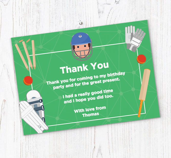 cricket icons thank you cards