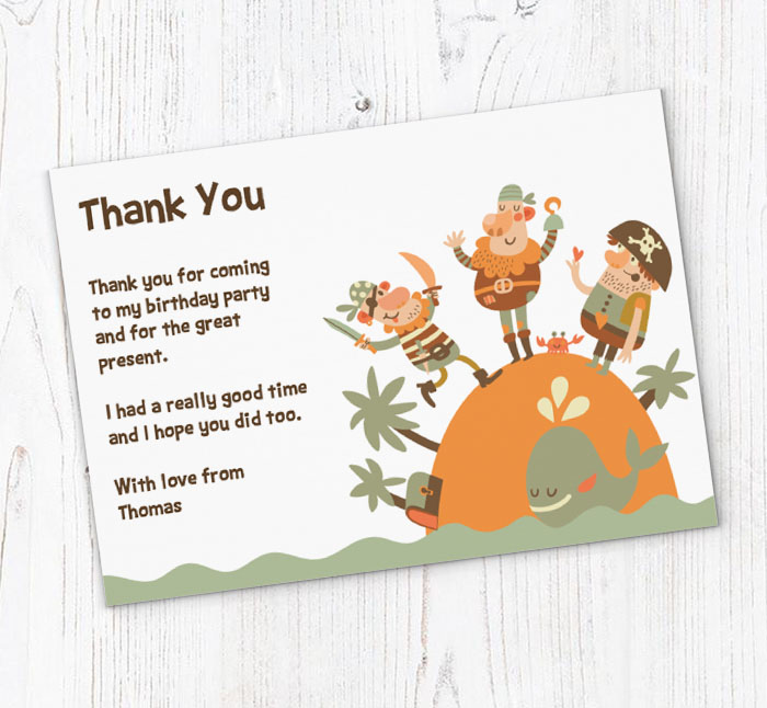 pirate island thank you cards