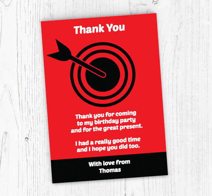 red archery target thank you cards