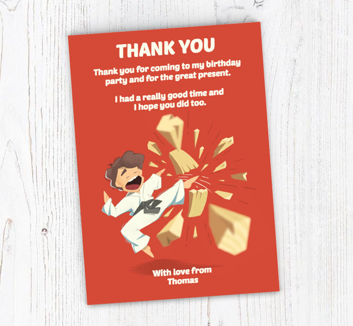 karate thank you cards