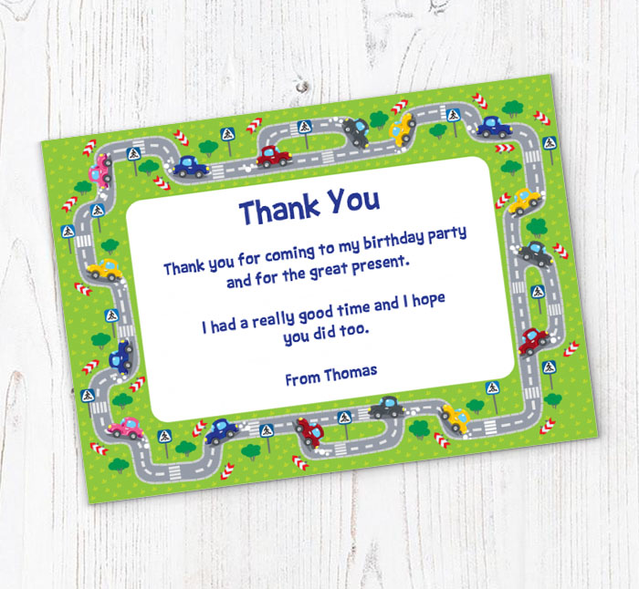 cars border thank you cards