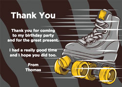 boys roller skating thank you cards