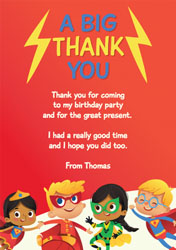 personalised superhero thank you cards