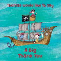 pirates on ship thank you cards